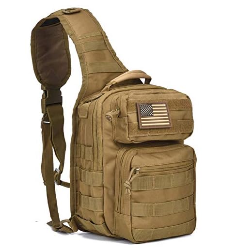 DIGBUG GEAR Tactical Sling Bag Pack Military Rover Shoulder Sling Backpack Molle Assault Range Bag Everyday Carry Diaper Bag Day Pack Tan Small