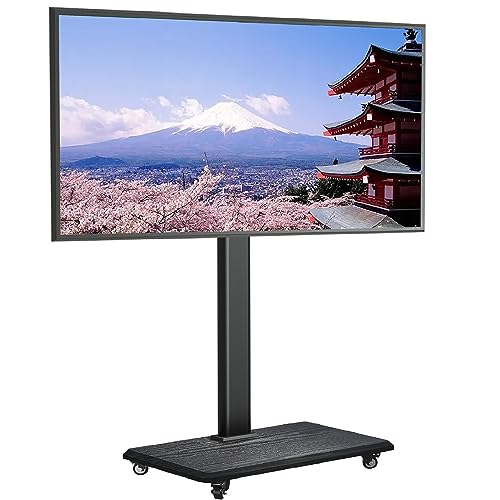 USX MOUNT テレビスタンド キャスター付き tvスタンド ハイタイプ 移動式テレビ台 壁掛け 耐荷重45kg VESA/横200~600mm/縦100~400mm壁掛け 32~65インチ対応 木製ベース 高さ調整可能 tv stand ラック左右回転30° 学校/病院/業務展示用/家用 ブラック