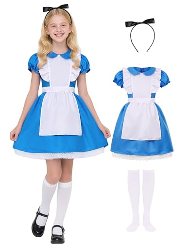 Disfraz infantil de princesa para niñas, vestido azul