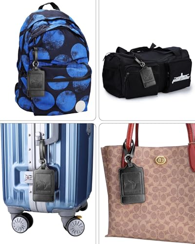 Teskyer Kofferanhänger, 3 Stück - langlebig, weich, Auffällig, Schutz der Privatsphäre, PU-Leder, Kofferanhänger Flugreise, Travel Essentials, Schwarz