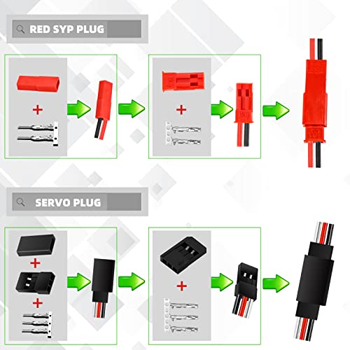 Kwbrc 50 Jst Sets Servo Plug Male Female Connector Crimp Pin Cable Kit With Sn-28B Dupont Crimping Tool Compatible Jst Syp Futaba For Hitec Spektrum Rc Car And Model Airplanes Orange #TOP3