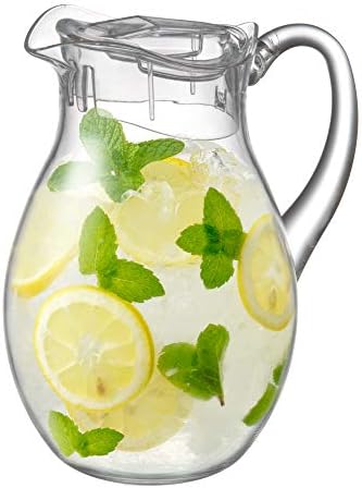 Amazing Abby - Bubbly - Acrylic Pitcher (72 oz), Clear Plastic Water Pitcher with Lid, Fridge Jug, BPA-Free, Shatter-Proof, Great for Iced Tea, Sangria, Lemonade, Juice, Milk, and More