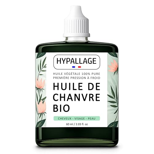Huile de Chanvre Bio Cheveux et Visage – Huile Végétale 100% Pure Pression à Froid – Riche en Oméga 3 & 6 – Soin Naturel Nourrissant, Fortifiant et Apaisant