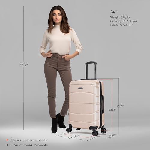 Image of DUKAP SENSE 24-Inch Medium Hardside Spinner Luggage Durable Champagne