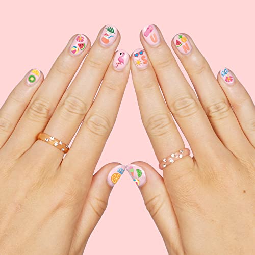 Xo, Fetti Kids Summer Nail Stickers - 484 Decals | Birthday Girl Pool Party Favors, Diy Home Activity, Fun In The Sun Gift, Cute Nail Art Transfer, Flamingos, Palm Tree, Fruit, Ice Cream #TOP2