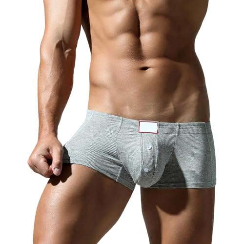 Generisch Boxershorts Herren Großer Beutel Unterhose Mit Hoden Beutel Baumwolle Dünn Boxer Briefs Mit Beutel Atmungsaktiv Retroshorts Bequeme Boxer Shorts Weich Underwear Light Grau Unterhosen