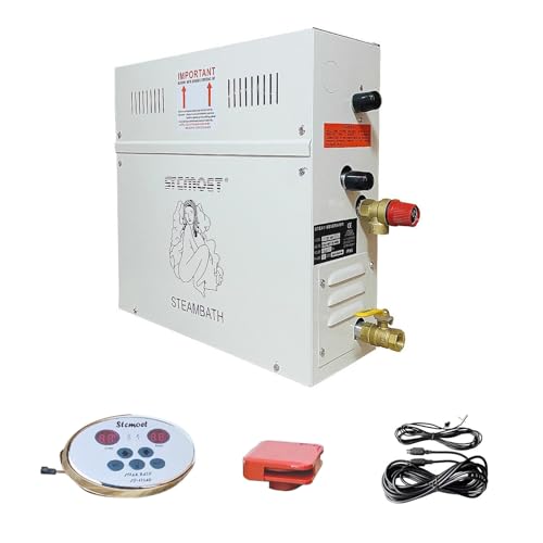 Generador de Vapor, Kit Completo de Ducha de Equipo de 4,5KW/6KW/8KW/9KW/12KW/15KW/18KW, Generador de Vapor para Sauna, con Controlador, para Uso Doméstico y Comercial, Temperatura 25~55℃(43x18x54cm/1