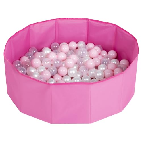 Petsona Hundepool Faltbar Mit Bunten Bällen, Planschbecken Und Badewanne Für Hunde Und Katzen, Pink: Puderrosa/Perle/Transparent