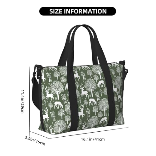 Laptop Tote Bag for Women Work - Minimalist Cute Deer Tree Green Gym Bag for Women Men, Personal Item Crossbody Travel Bags Carry On, Overnight Weekender Bags for Women Travel2