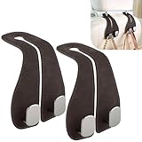 SINGARO 2PCS Car Purse Holder Hook, Seat Back Storage Hook, Leather-Wrapped Alloy Double Headrest Hook for Purses & Bags, Cute Car Interior Accessories for Women and Men, Brown