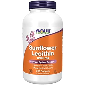 NOW Supplements, Sunflower Lecithin 1200 mg with Phosphatidyl Choline, 200 Softgels