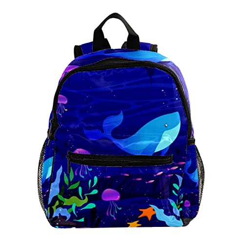 Sac à dos baleine bleue pour s'émerveiller chaque jour à l'école - Modèle enfant 30,5 cm