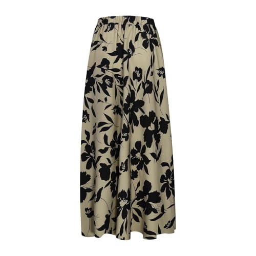 Women's Floral Maxi Skirt Summer Comfy Tiered Elastic High Waisted A-Line Flowy Swing Long Skirts for Women2