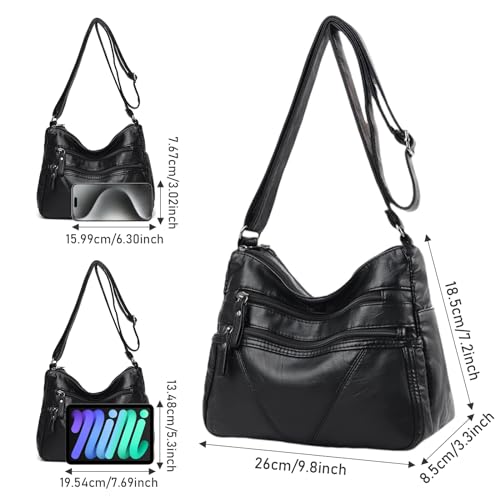 Bolso cruzado de mujer de cuero PU suave con múltiples bolsillos miniatura 2