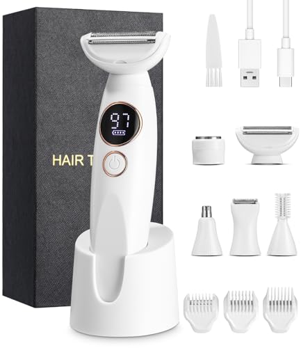 Afeitadora Mujer, 5 en 1 Afeitadora Electrica Mujer, Rasuradora Mujer con estación recargable USB, Rasuradora Mujer Zona Intima, para El Cuerpo, Las Axilas, La Línea Del Bikini, Las Cejas y La Nariz