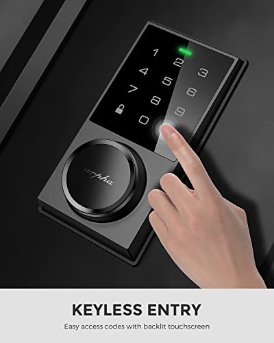 Arpha Electronic Keypad Deadbolt, Keyless Entry Door Lock, Smart Door Locks With Touchscreen Keypad, Auto Lock, Bhma Certificated, Quiet Motor, Easy To Install (Matte Black) #TOP1