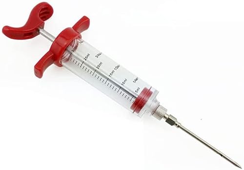 Miniatura 8 de Magik Paquete de 1-2 jeringas de inyección de adobo de alimentos de plástico, aguja de carne atornillada, barbacoa (rojo, paquete de 2)