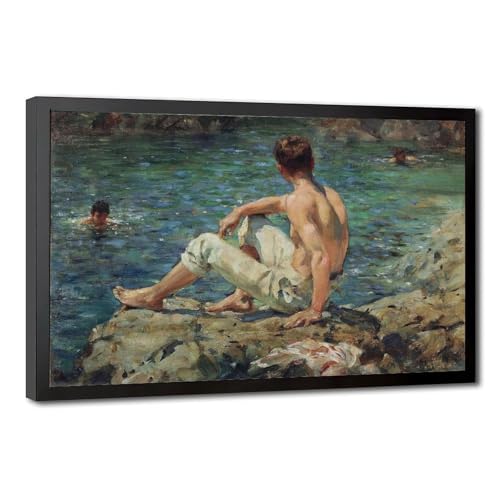 Toile verte et dorée Henry Scot : cadre suspendu haute définition 20x30