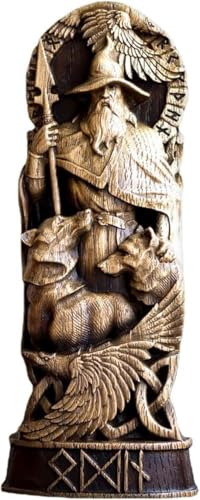 Odebyata Norse God Odin Statue Idol Odin Thor Loki Freyja Figurines Pantheon of Scandinavia Table Decor Viking Mythology Figurines Idol Nordic Altar for Zeus Thor Prayer Worshiper House Decor