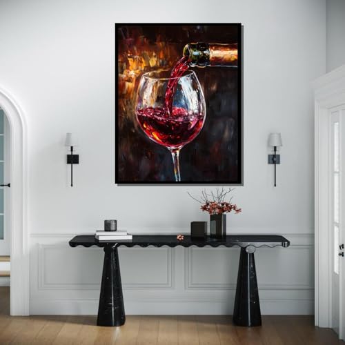 Toile vin rouge peinture abstraite idée cadeau esthétique bar