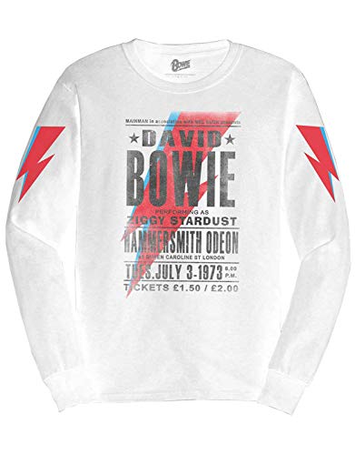 Image of David Bowie T Shirt Hammersmith Odeon Official White Long Sleeve Unisex XL
