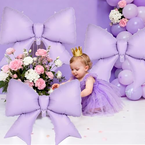 Image of 12 Pcs 18 Inch Heart Balloons and 38 Inch Bow Balloons, Large Foil Bow Heart Balloon Bow Party Decorations for Birthday Baby Shower Valentines Wedding Party