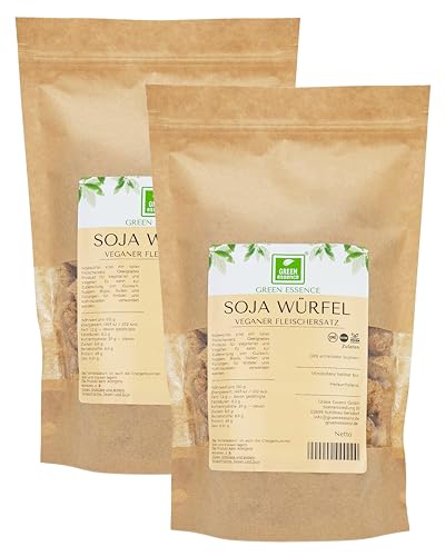 Veganer Fleischersatz - Sojawürfel - veganes Eiweiß - vegane Lebensmittel - Fleischalternative - veganes Fleisch für Eintöpfe, fleischloses Gyros (1 Kilogramm, Sojawürfel)