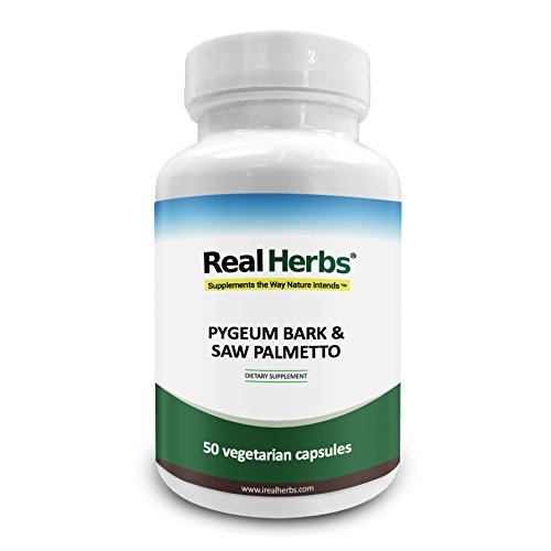 Real Herbs Pygeum Bark 4: 1 Estratto 350 mg e Saw Palmetto 3: 1 Estratto 350 mg - 700 mg - 50 capsule vegetariane