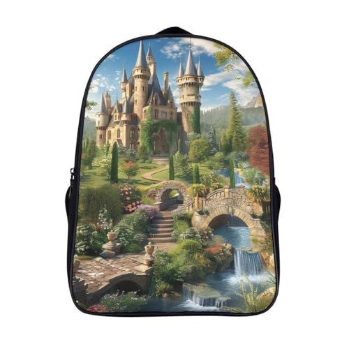 RWKAVZLOP Castle Mochilas Escolares Para Niños, Mochila Escolar Diseño 3D Con Mochila Infantil Para Colegio Deporte, Regalos Para Niños 40x28x16cm