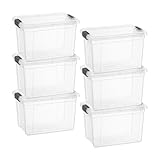 Picture of Superio Clear Storage Boxes with Lids, 4.75 Quart Plastic Container Bins for Organizing, Stackable Crates, BPA Free, Non Toxic, Odor Free, Organizers for Home, Office and Dorm, 6 Pack