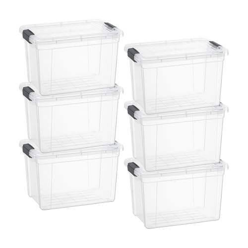 Image of Superio Small Clear Storage Boxes with Lids, 4.75 Quart Plastic Container Bins for Organizing, Stackable Crates, BPA Free, Non Toxic, Odor Free, Organizers for Home, Office and Dorm, 6 Pack