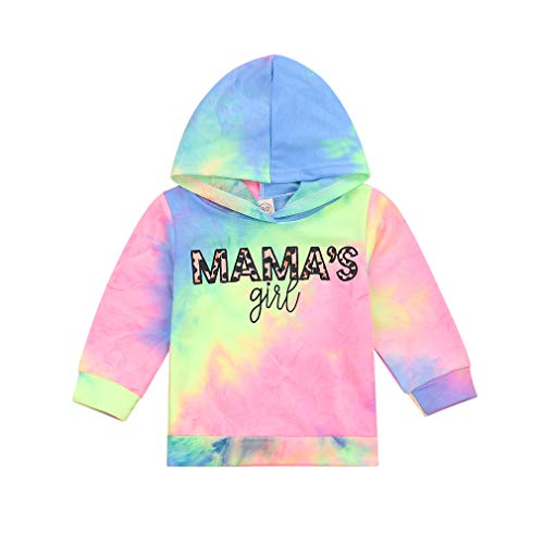 Toddler Baby Girls Letter Hoodie Long Sleeve Tie Dye Hooded Sweater Sweatershirt Pullover Autumn Winter Casual Tops (MG-Pink Blue, 4-5T)