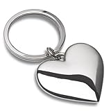 Finition chromée brillante eBuyGB Porte-clés Chrome en Forme de cœur Personnalisable