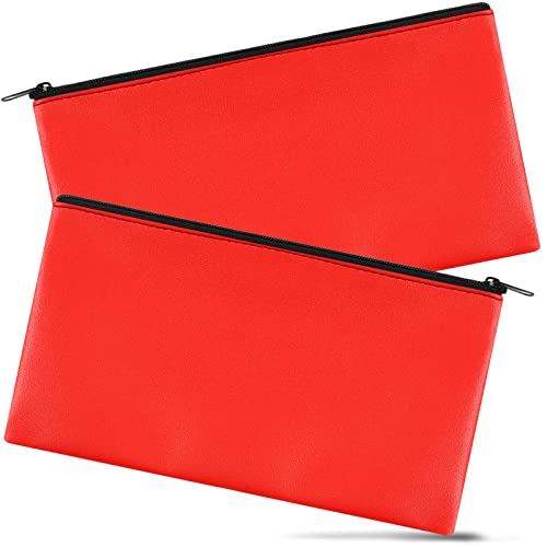 Image of 2 Pieces Money Bags With Zipper , 11x6.1 inch Money Pouch, Bank Bag, Cash Bag , Check Wallet, Cosmetics(Red)