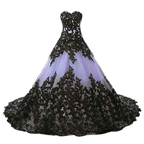 Vantexi Mujeres Elegante Largo Encaje Formal Vestido De Noche Vestidos De Fiesta Gótico Vestidos De Novia, lavanda, 36