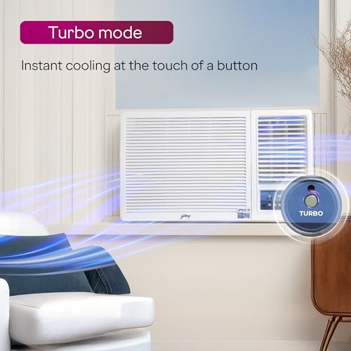 Image of Godrej 1.5 Ton 5 Star| 5 Years Comprehensive Warranty| Turbo Mode, Window AC (Copper, Anti Corrosive Blue Fin, AC 1.5T TR WIC 18F5TG WA, White)