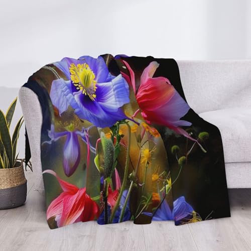 Couverture en flanelle douce jeté de canapé imprimé fleurs - 5