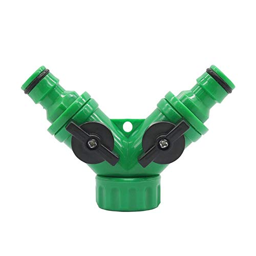 Répartiteur pour jardinage et potager en vert, raccord de tuyau d'arrosage 3/4 double sortie