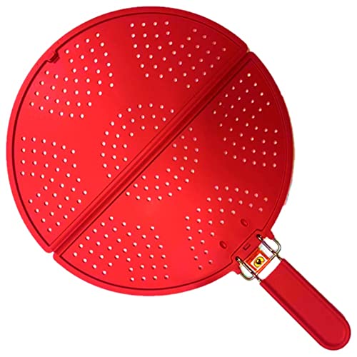 Smart Solution House 12 Inch Foldable Silicone Splatter Screen for Frying Pan, Multi-Use Grease Splatter Guard, Oil Splash Guard with Foldable Handle