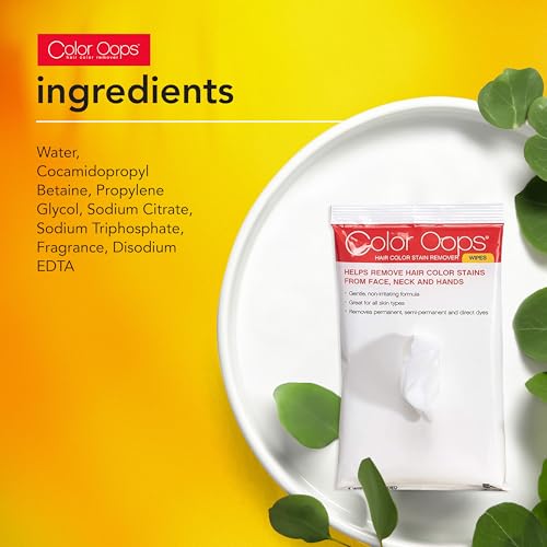 Color Oops Hair Color Remover Wipes, 5 Count, Coconut Oil Base Quickly and Gently Removes Temporary, Semi-Permanent, & Permanent Hair Color Stains From Your Skin, Cruelty Free - Thumbnail 4