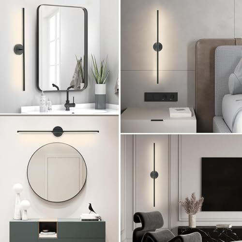 Image of Matte Black Bathroom Light Fixtures Over Mirror 43 Inch, 33W 360 Rotatable Dimmable 4000K Led Vanity Light Bar, Modern Bathroom Vanity Lights Above Mirror