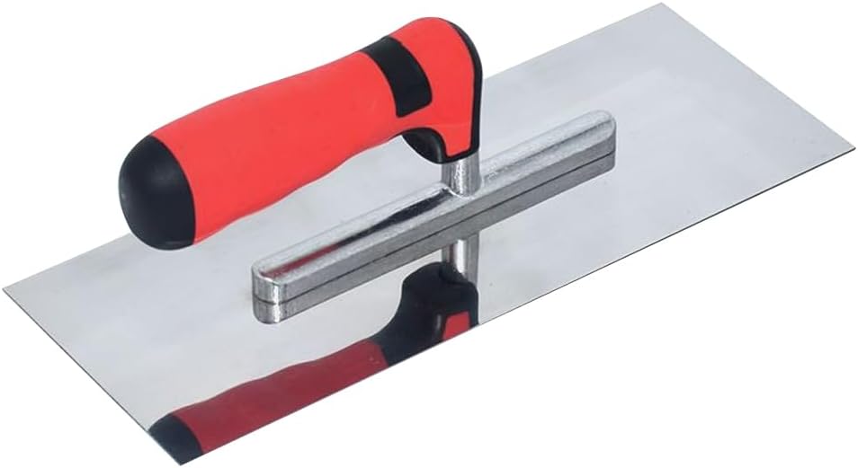 3Pcs Flat Finishing Trowel Set Stainless Steel Concrete Tools, Includes 14'' x 4'', 11'' x 4'', 8'' x 3'' Masonry Hand Tool with Soft Grip Handle,Lightweight,Plastering Trowel Drywall Trowels