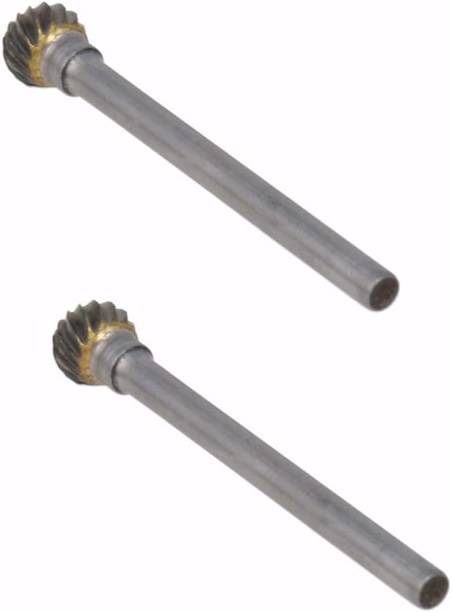 Auniwaig Tungsten Carbide Rotary Burr 3mm / 1/8" Shank, 6mm Head Size Single Cut Spherical Carving Burr Bits, for Woodworking, Drilling, Metal Carving, Engraving, Polishing 2pcs
