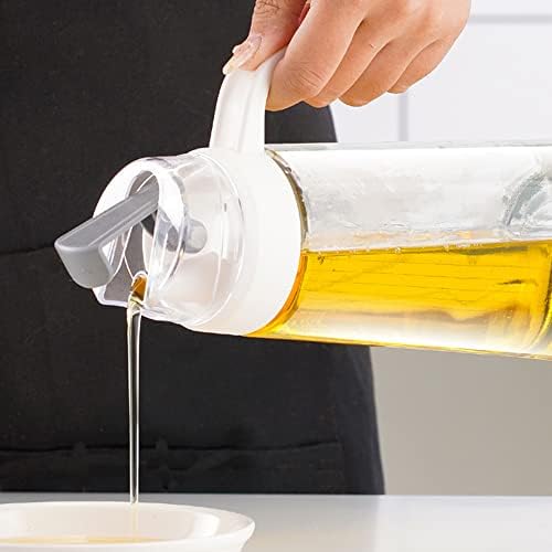 630ml Oil Dispenser Bottle for Kitchen,2Pack Olive Oil Bottles with Drizzlers,Vinegar Bottles, Black Glass Soy Sauce Bottles With BrushWhite