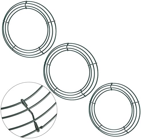 3Pack 16Inch Green Christmas Wire Wreath Rings Round Metal Wreath Frame Making Ring Wire Wreath Form Flower Wreath Frames for DIY Floral Crafts Xmas New Year Door/Wall Decor Wreath Making Supplies