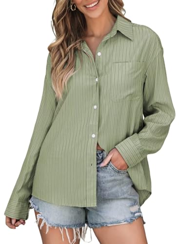 Astylish-Womens-Oversized-Shirt-V-Neck-Button-Down-Blouses-Long-Sleeve-Striped-Work-Tops