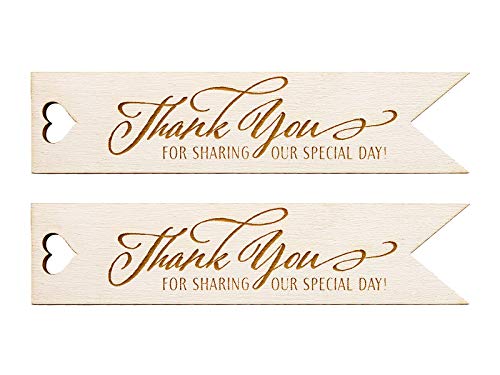 Fanions en bois de mariage blanc étiquettes cadeaux invités