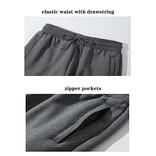Loganalloy Men's Winter Sherpa Fleece Lined Sweatpants Active Warm Jogger Pants With Pockets(01 Dark Grey,Xl) #TOP2