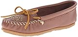 Gepolstertes Lederfußbett Minnetonka Women\'s Deerskin Beaded Moccasin Carmel 6.5 M