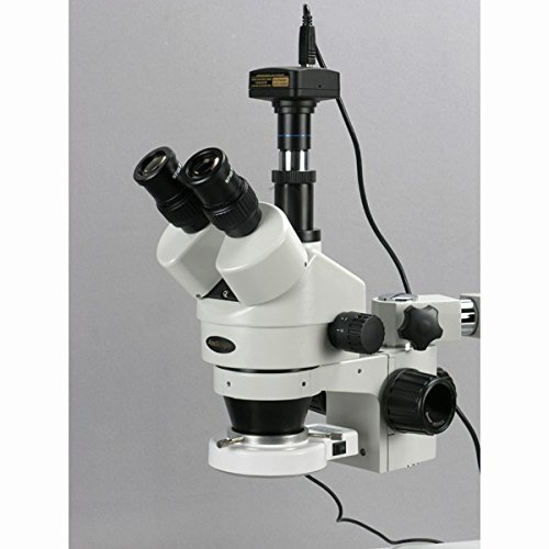 Amscope Sm-3T-54S-5M Digital Professional Trinocular Stereo Zoom Microscope, Wh10X Eyepieces, 7X-45X Magnification, 0.7X-4.5X Zoom Objective, 54-Bulb Led Light, Single-Arm Boom Stand, 110V-240V, Includes 5Mp Camera With Reduction Lens And Software #TOP2